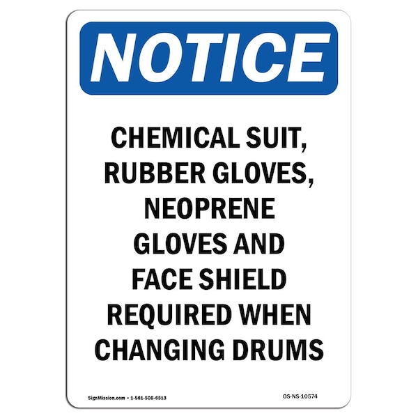 Signmission OSHA Notice Sign, Chemical Suit Rubber Gloves, 5in X 3.5in Decal, 3.5" W, 5" H, Portrait OS-NS-D-35-V-10574 - main